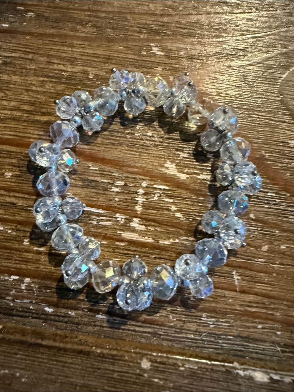 Crystal Bead Stretch Bracelet - Clear